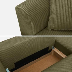 3-Sitzer Ecksofa mit Schlaffunktion und Cordbezug, Recamiere beidseitig montierbar