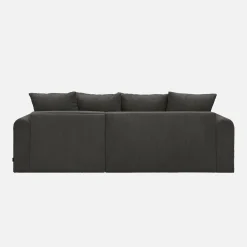 3-Sitzer Ecksofa mit Schlaffunktion und Cordbezug, Recamiere beidseitig montierbar
