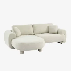 3-Sitzer Ecksofa mit Stoffbezug und runden Füßen, Recamiere links