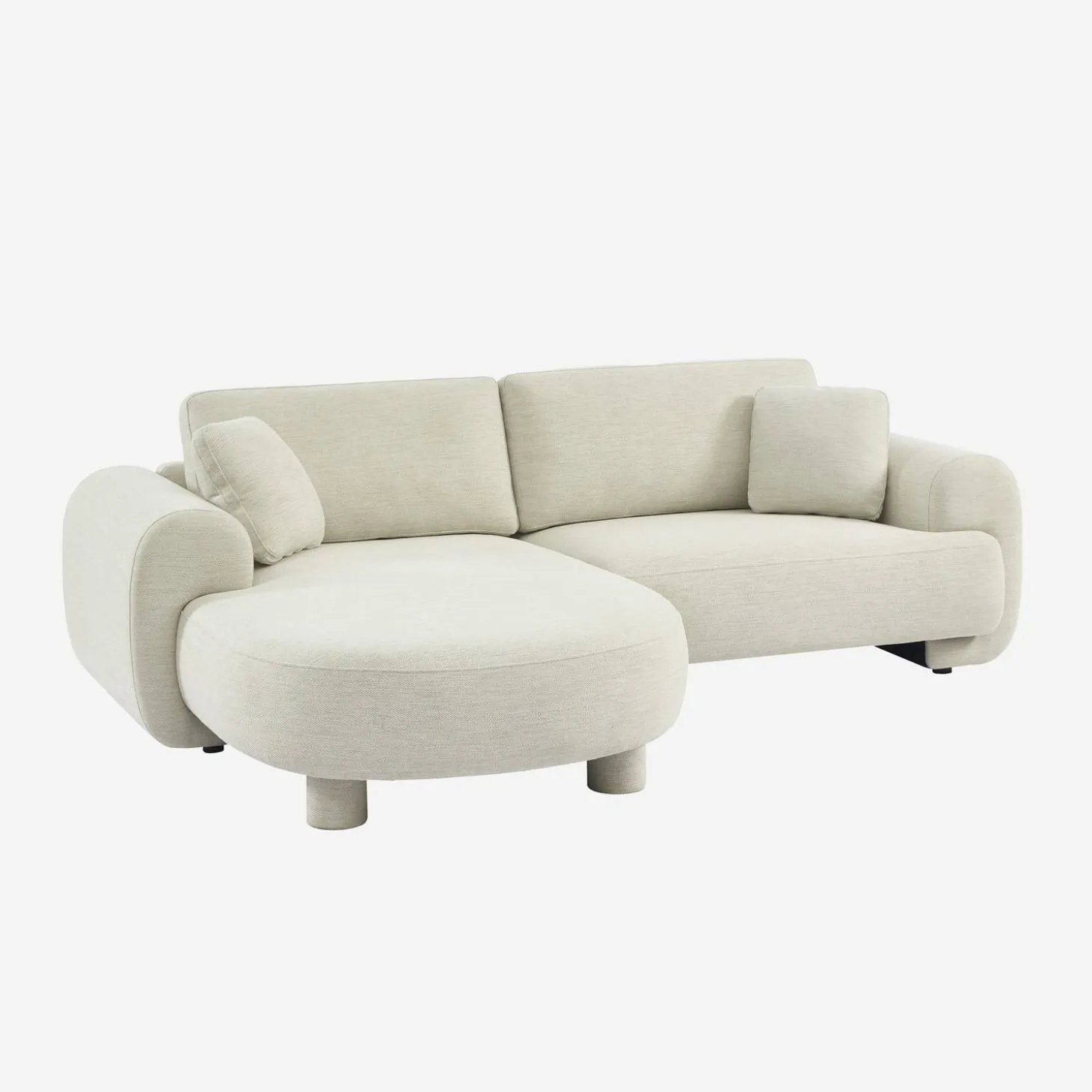 3-Sitzer Ecksofa mit Stoffbezug und runden Füßen, Recamiere links
