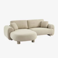 3-Sitzer Ecksofa mit Stoffbezug und runden Füßen, Recamiere links