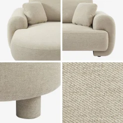 3-Sitzer Ecksofa mit Stoffbezug und runden Füßen, Recamiere links