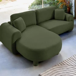 3-Sitzer Ecksofa mit Stoffbezug und runden Füßen, Recamiere links
