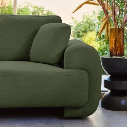 3-Sitzer Ecksofa mit Stoffbezug und runden Füßen, Recamiere links
