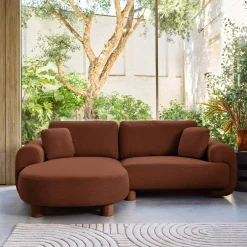 3-Sitzer Ecksofa mit Stoffbezug und runden Füßen, Recamiere links