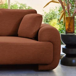 3-Sitzer Ecksofa mit Stoffbezug und runden Füßen, Recamiere links