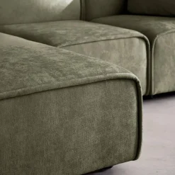3-Sitzer Ecksofa Recamiere links Stoffbezug 2 quadratische Kissen