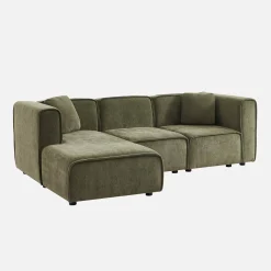 3-Sitzer Ecksofa Recamiere links Stoffbezug 2 quadratische Kissen