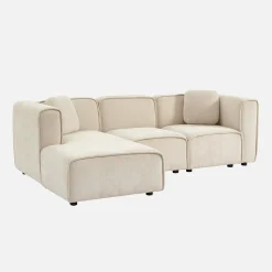 3-Sitzer Ecksofa Recamiere links Stoffbezug 2 quadratische Kissen