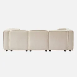 3-Sitzer Ecksofa Recamiere links Stoffbezug 2 quadratische Kissen