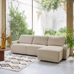 3-Sitzer Ecksofa Recamiere rechts mit Stoffbezug