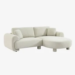 3-Sitzer Ecksofa Recamiere rechts mit Stoffbezug, runde Füße
