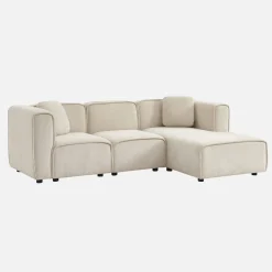 3-Sitzer Ecksofa Recamiere rechts Stoffbezug 2 quadratische Kissen
