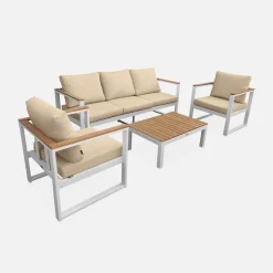 5-Sitzer Gartengarnitur aus Aluminium und Eukalyptus