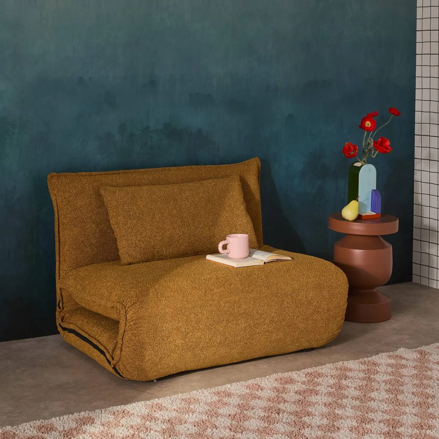 1-Sitzer Schlafsessel mit Bezug aus strukturiertem Bouclé