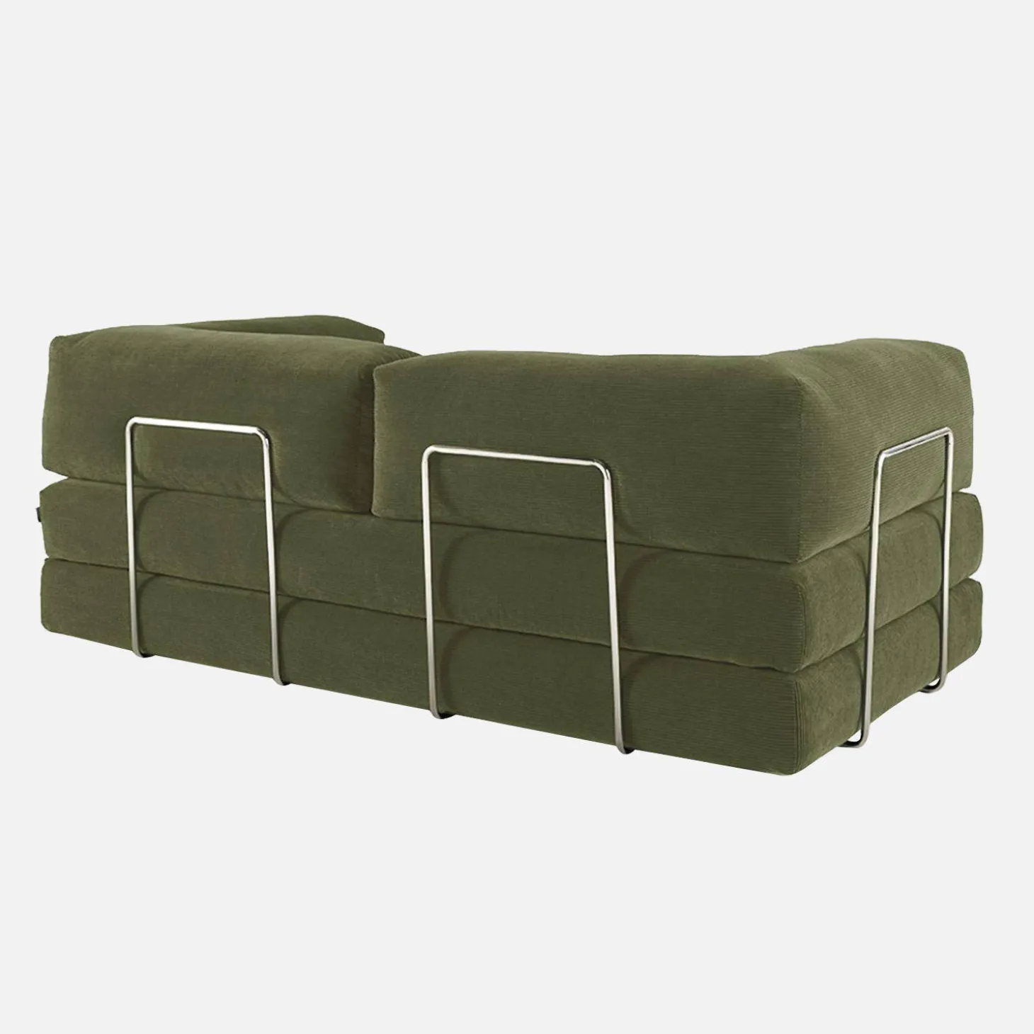 3-Sitzer-Schlafsofa im Vintage-Stil mit Cordbezug und verchromtem Außengestell