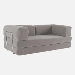 3-Sitzer-Schlafsofa im Vintage-Stil mit Cordbezug und verchromtem Außengestell