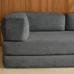 3-Sitzer-Schlafsofa im Vintage-Stil mit Cordbezug und verchromtem Außengestell