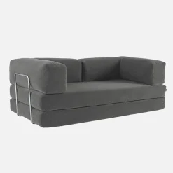 3-Sitzer-Schlafsofa im Vintage-Stil mit Cordbezug und verchromtem Außengestell