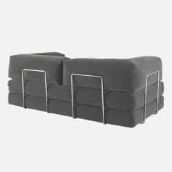 3-Sitzer-Schlafsofa im Vintage-Stil mit Cordbezug und verchromtem Außengestell