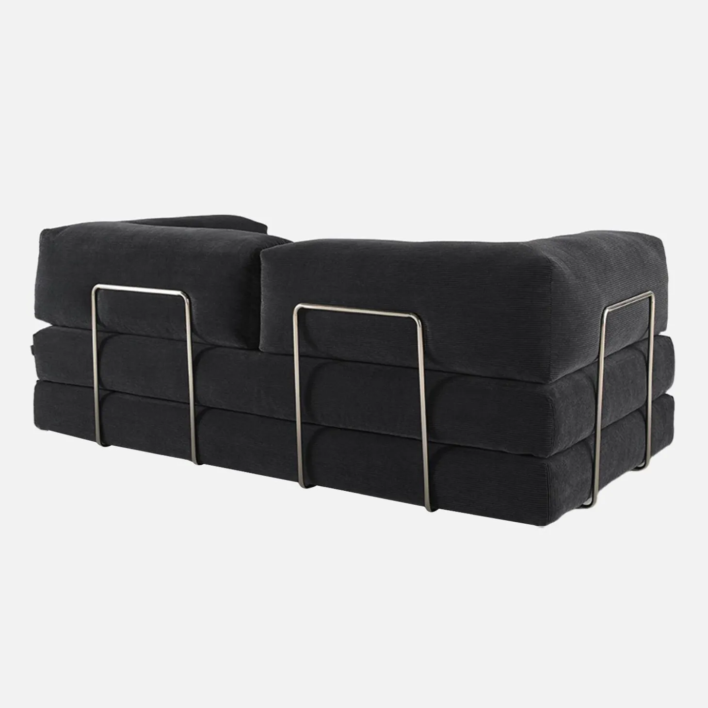 3-Sitzer-Schlafsofa im Vintage-Stil mit Cordbezug und verchromtem Außengestell