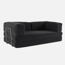 3-Sitzer-Schlafsofa im Vintage-Stil mit Cordbezug und verchromtem Außengestell