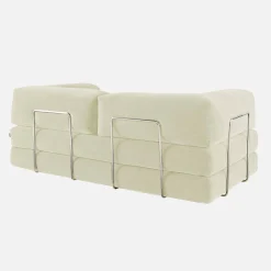 3-Sitzer-Schlafsofa im Vintage-Stil mit Cordbezug und verchromtem Außengestell