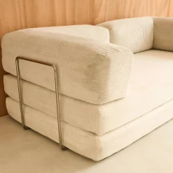 3-Sitzer-Schlafsofa im Vintage-Stil mit Cordbezug und verchromtem Außengestell