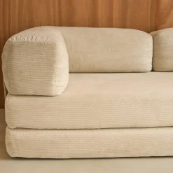 3-Sitzer-Schlafsofa im Vintage-Stil mit Cordbezug und verchromtem Außengestell