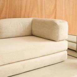3-Sitzer-Schlafsofa im Vintage-Stil mit Cordbezug und verchromtem Außengestell