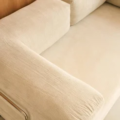 3-Sitzer-Schlafsofa im Vintage-Stil mit Cordbezug und verchromtem Außengestell