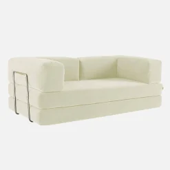 3-Sitzer-Schlafsofa im Vintage-Stil mit Cordbezug und verchromtem Außengestell