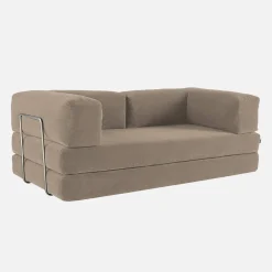 3-Sitzer-Schlafsofa im Vintage-Stil mit Cordbezug und verchromtem Außengestell
