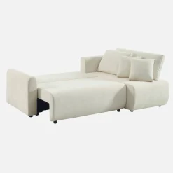 3-Sitzer Schlafsofa mit beidseitig montierbarer Recamiere, Stoffbezug und Stauraum