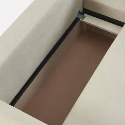 3-Sitzer Schlafsofa mit beidseitig montierbarer Recamiere, Stoffbezug und Stauraum