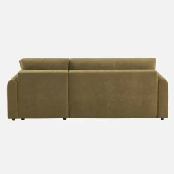 3-Sitzer Schlafsofa mit beidseitig montierbarer Recamiere, Stoffbezug und Stauraum