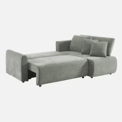 3-Sitzer Schlafsofa mit beidseitig montierbarer Recamiere, Stoffbezug und Stauraum