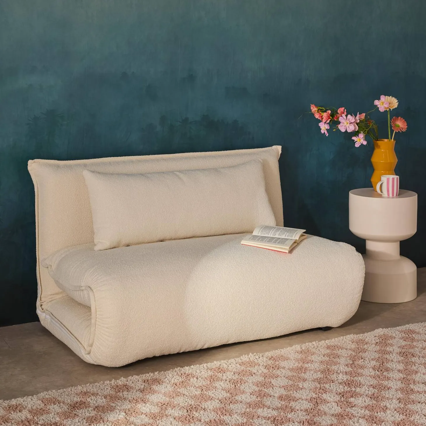 2-Sitzer Schlafsofa mit Bezug aus strukturiertem Bouclé