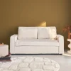 2-Sitzer Schlafsofa mit cremeweißem Bouclé-Bezug