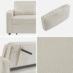 2-Sitzer Schlafsofa mit cremeweißem Bouclé-Bezug