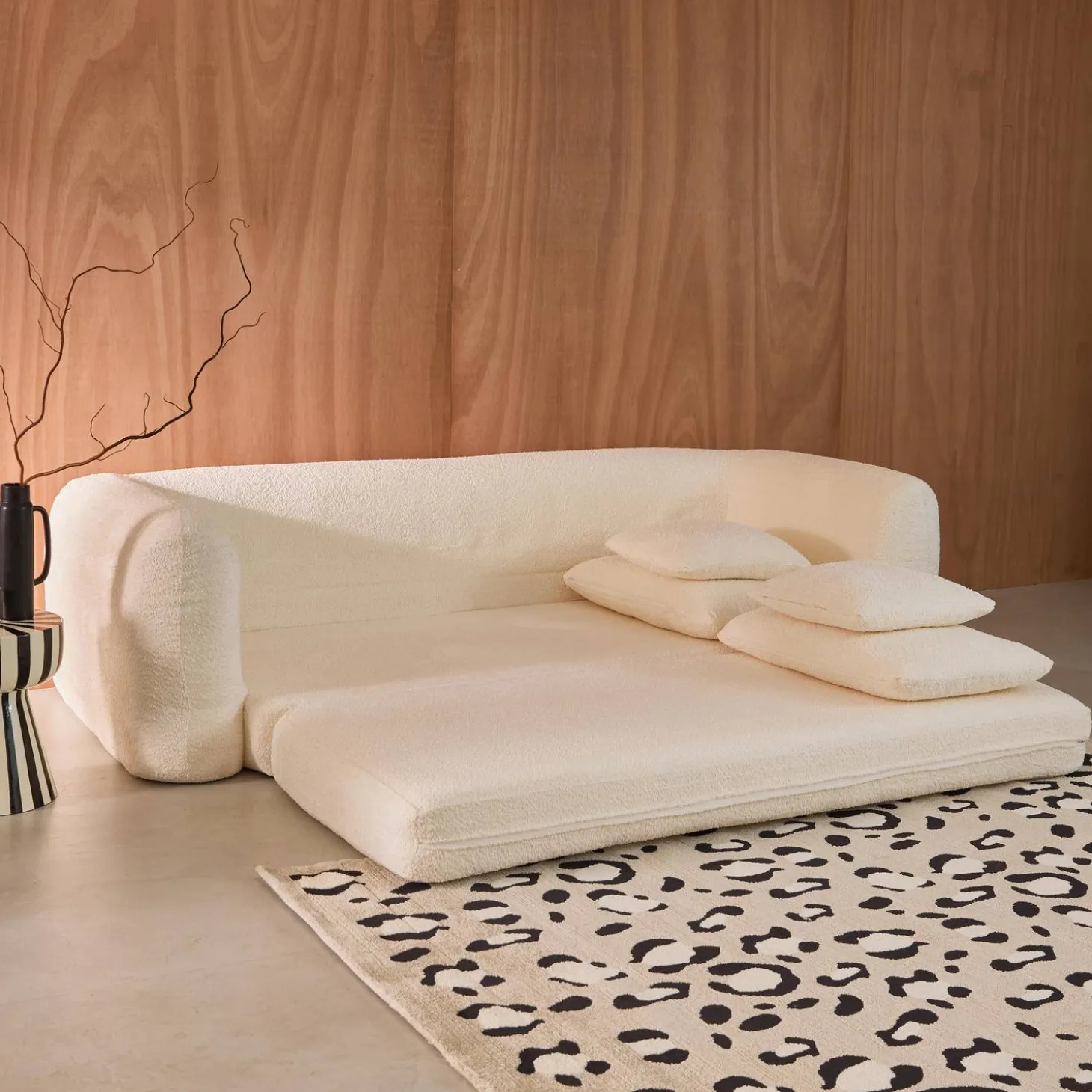 3-Sitzer-Schlafsofa mit strukturiertem Bouclé-Bezug