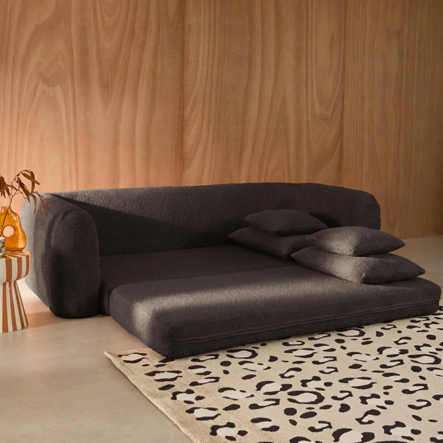 3-Sitzer-Schlafsofa mit strukturiertem Bouclé-Bezug