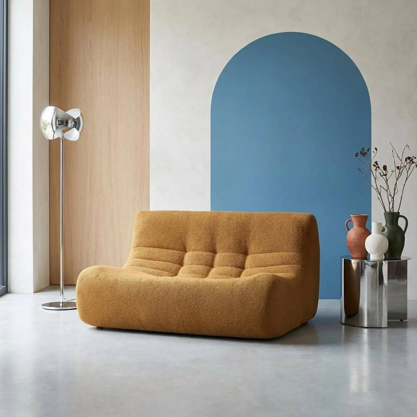 2-Sitzer Sessel mit strukturiertem Bouclé-Bezug