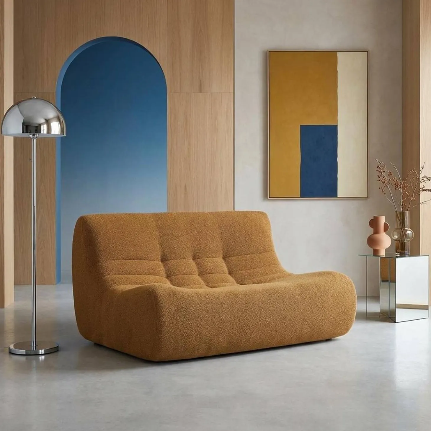 2-Sitzer Sessel mit strukturiertem Bouclé-Bezug