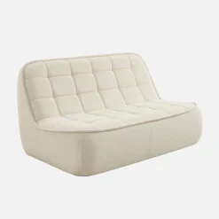 3-Sitzer Sitzgruppe mit Sofa, Sessel und Hocker, strukturierter Bouclé-Bezug