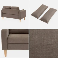 2-Sitzer Sofa, Bezug aus Polyester, Füße aus Holz