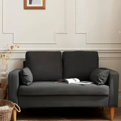 2-Sitzer Sofa, Bezug aus Polyester, Füße aus Holz