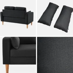 2-Sitzer Sofa, Bezug aus Polyester, Füße aus Holz