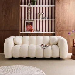 3-Sitzer-Sofa im Muscheldesign mit Bouclé-Bezug