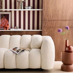 3-Sitzer-Sofa im Muscheldesign mit Bouclé-Bezug